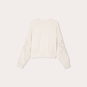 sweat details broderie ecru femme Sweat détails broderie ecru femme