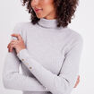 Pull col roulé côtelé gris clair femme