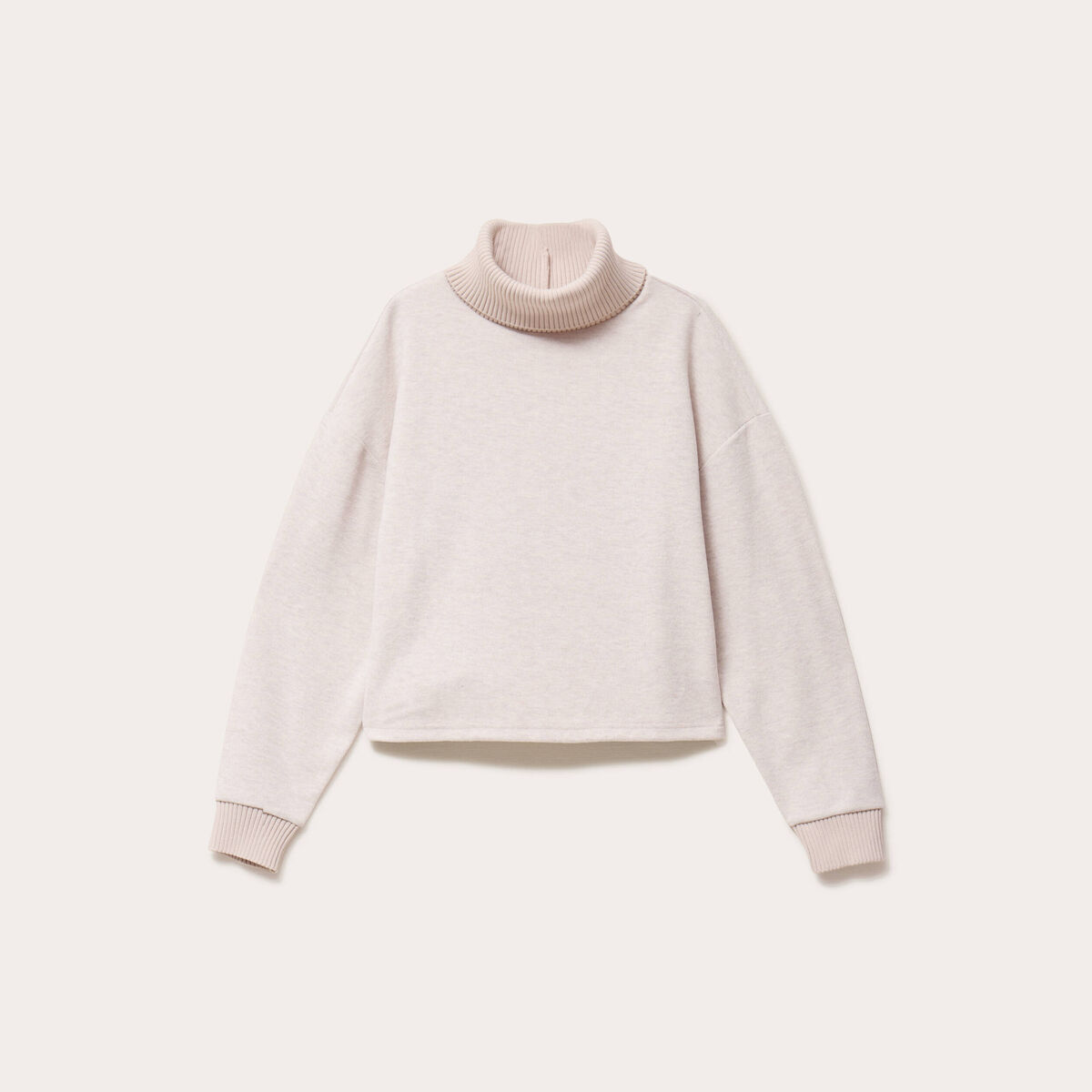 Sweat col roul&eacute; manches longues sable femme