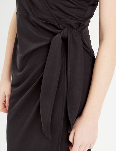 Robe midi portefeuille noir femme