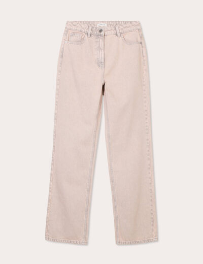 Jeans straight taille haute rose clair femme