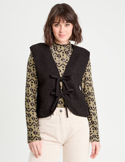 Gilet sans manches polaire noir femme
