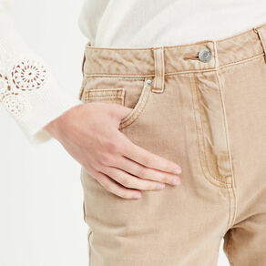 Jeans droit 5 poches sable femme