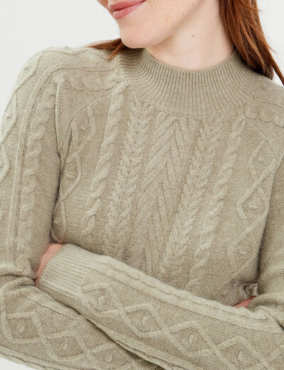 Robe pull ajustée torsades vert pastel femme