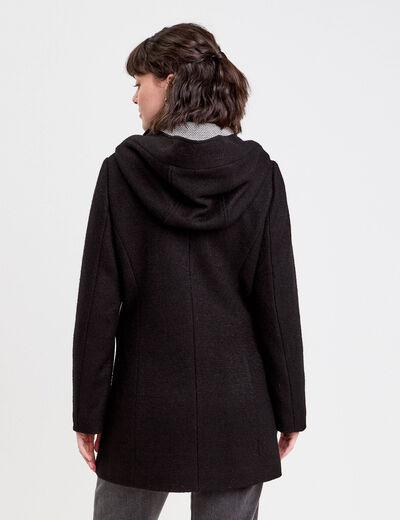 Manteau cintré asymétrique noir femme
