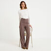 Pantalon large taille haute taupe femme