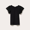 T-shirt ajust&eacute; dentelle col rond noir femme