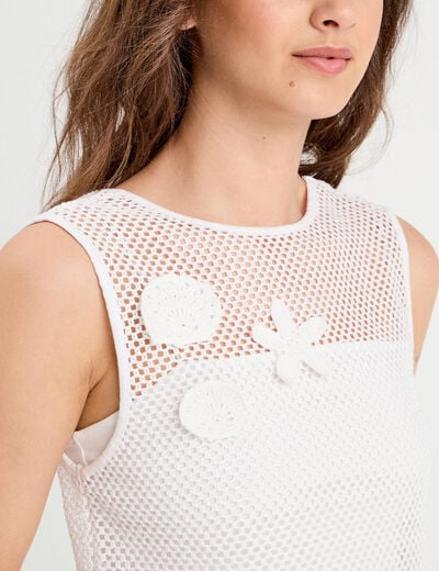 Débardeur effet crochet blanc femme