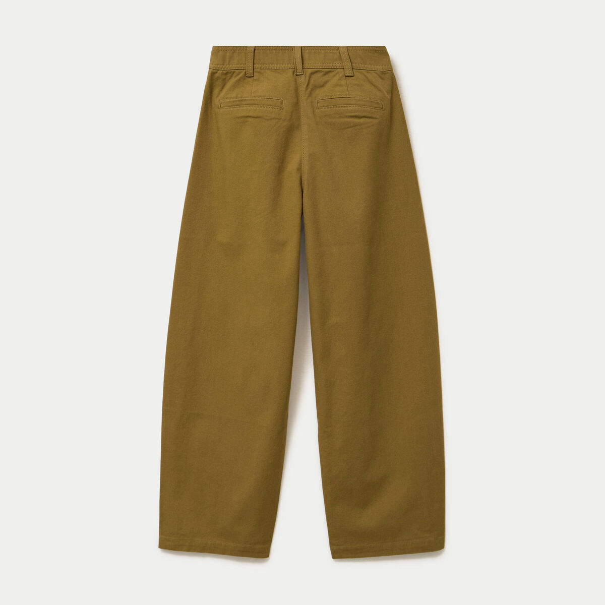 Pantalon chino coupe barrel vert kaki femme