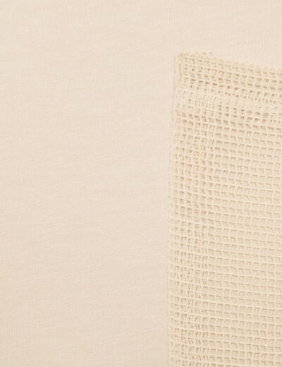 T-shirt poche détails bijoux beige femme