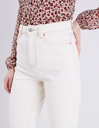 Jeans mom taille haute ecru femme