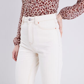 jeans mom taille haute ecru femme Jeans mom taille haute ecru femme