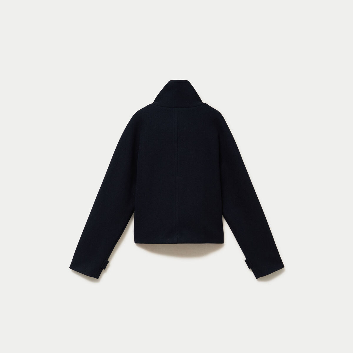 Caban droit col montant manches longues bleu marine femme