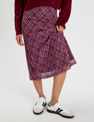 Jupe longue évasée rouge cerise femme