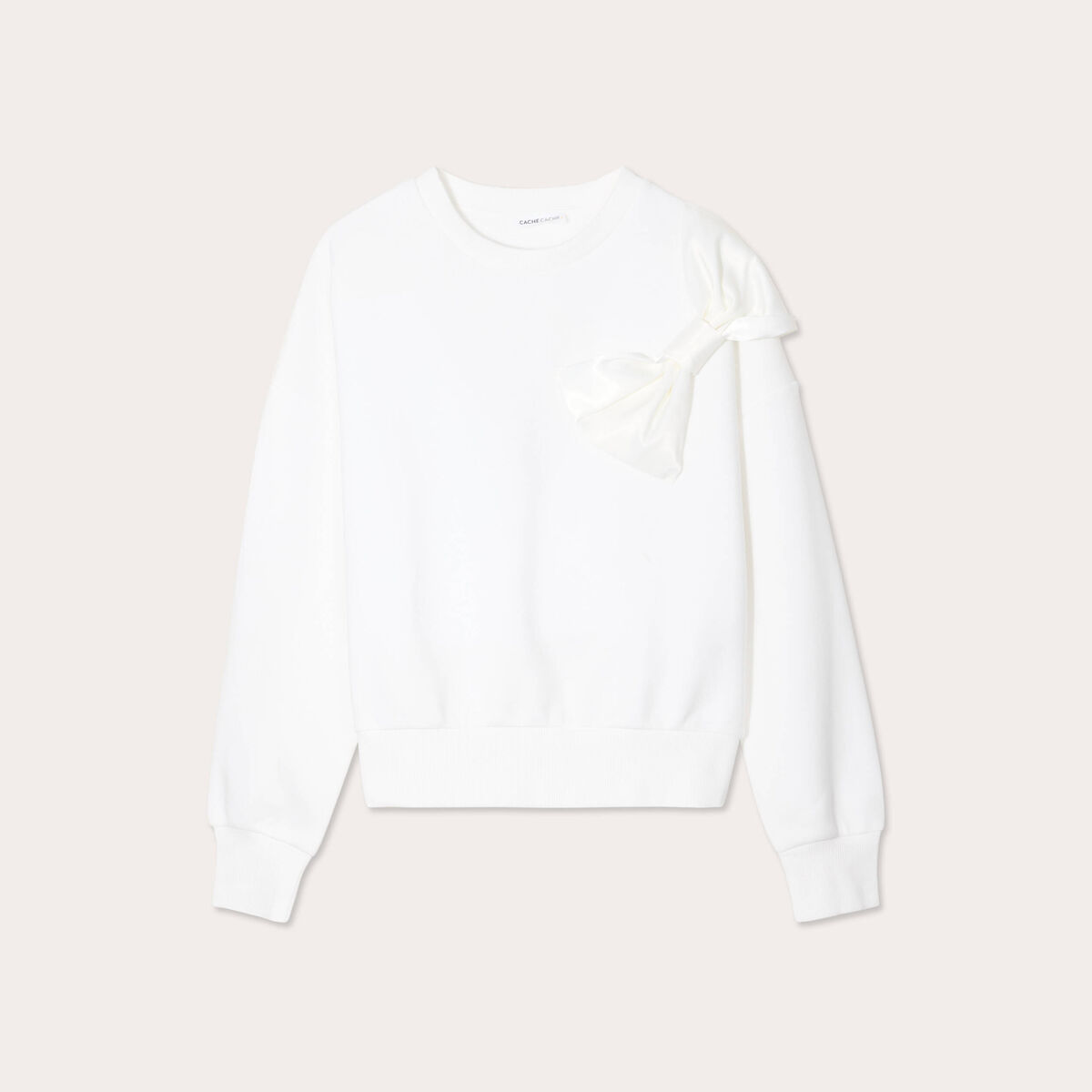 Sweat manches longues noeud ecru femme