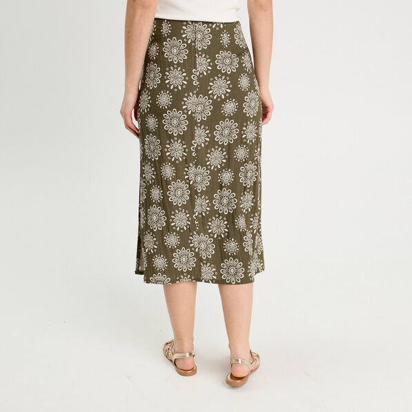 jupe midi evasee vert kaki femme Jupe midi évasée vert kaki femme