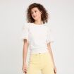 Pull manches broderie anglaise blanc femme