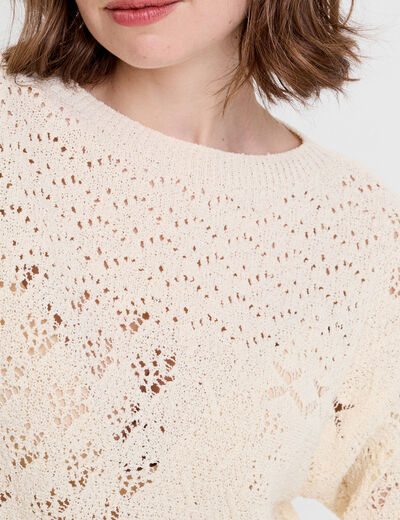 Pull manches longues ecru femme