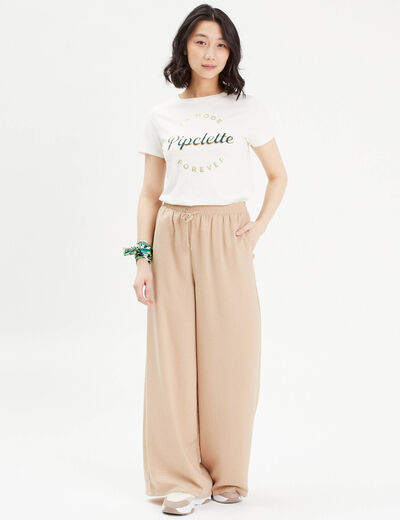 T-shirt manches courtes ecru femme