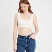 D&eacute;bardeur cropped c&ocirc;tel&eacute; ecru femme