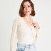 Gilet ajouré noué ecru femme