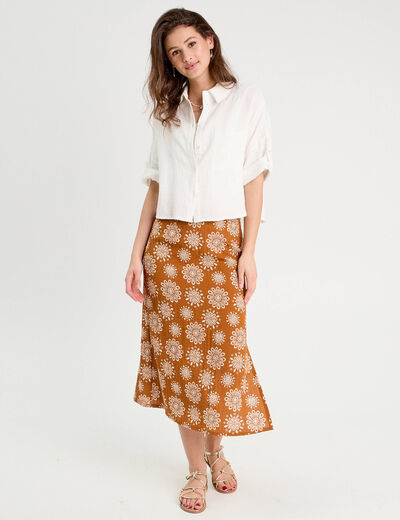Jupe midi évasée camel femme