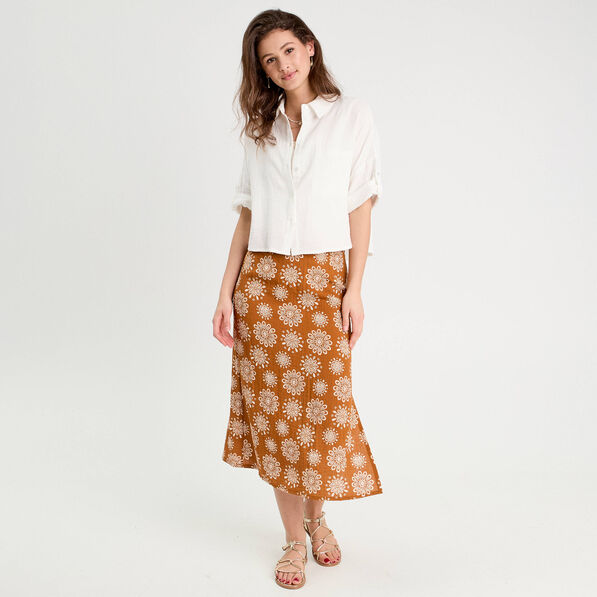 jupe midi evasee camel femme Jupe midi évasée camel femme
