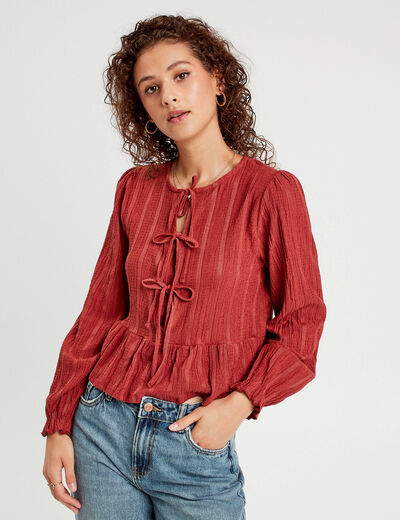 Blouse manches longues vieux rose femme