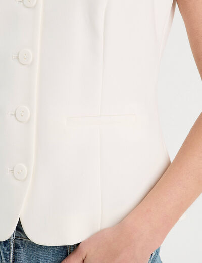 Veston sans manches ecru femme