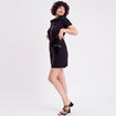 Robe droite zippée ceinturée noir femme