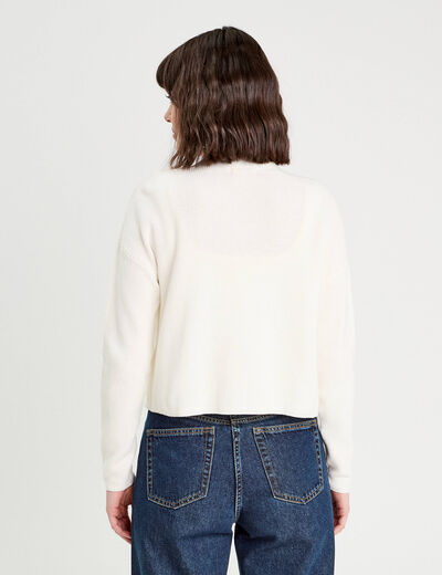 Gilet manches longues ecru femme