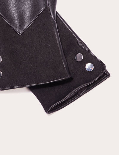 Gants simili cuir noir femme