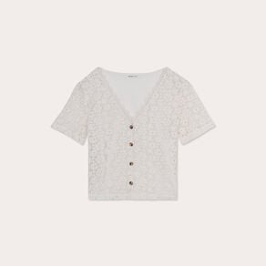 top macrame boutonne ecru femme Top macramé boutonné ecru femme