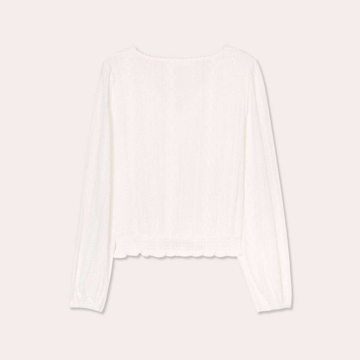 Blouse taille smockée ecru femme