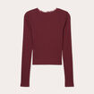 T-shirt cropped côtelé prune femme