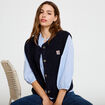 Gilet sans manches fausse fourrure bleu marine femme