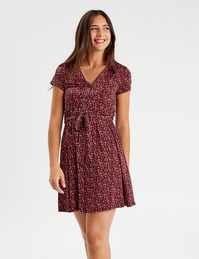 Robe patineuse ceinturée noir femme