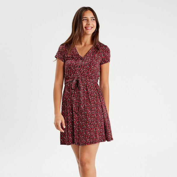 Robe patineuse ceinturée noir femme