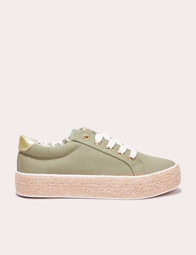 Espadrilles plates vert kaki femme