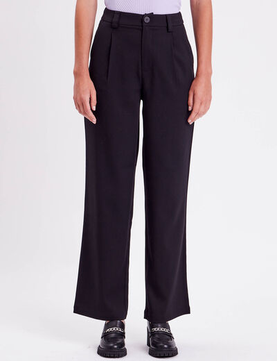 Pantalon droit large noir femme