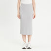 Jupe midi tricot crayon gris clair femme