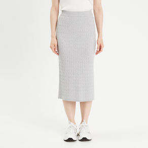 jupe midi tricot crayon gris clair femme Jupe midi tricot crayon gris clair femme