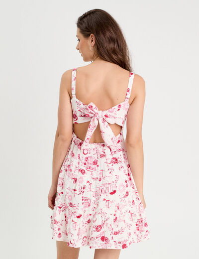Robe évasée avec bretelles rose fushia femme
