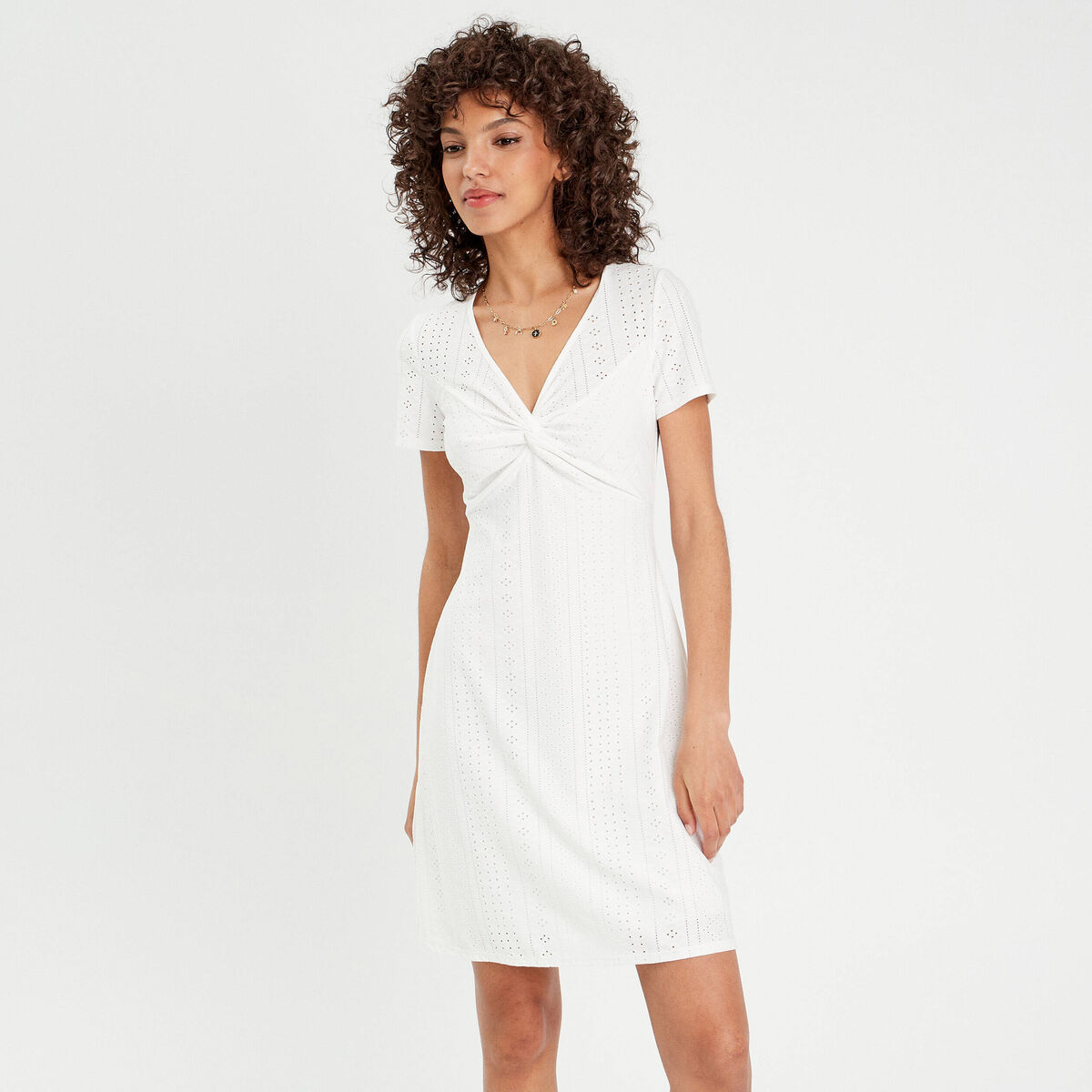 Robe empire évasée ecru femme
