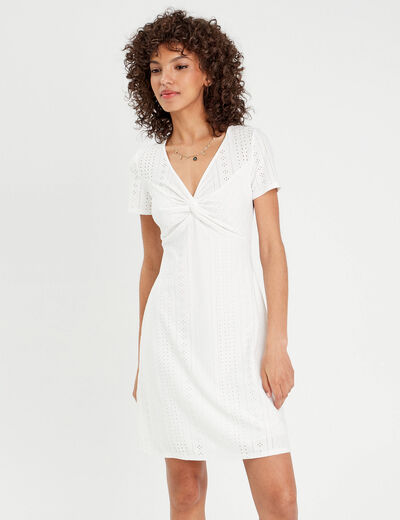 Robe empire évasée ecru femme