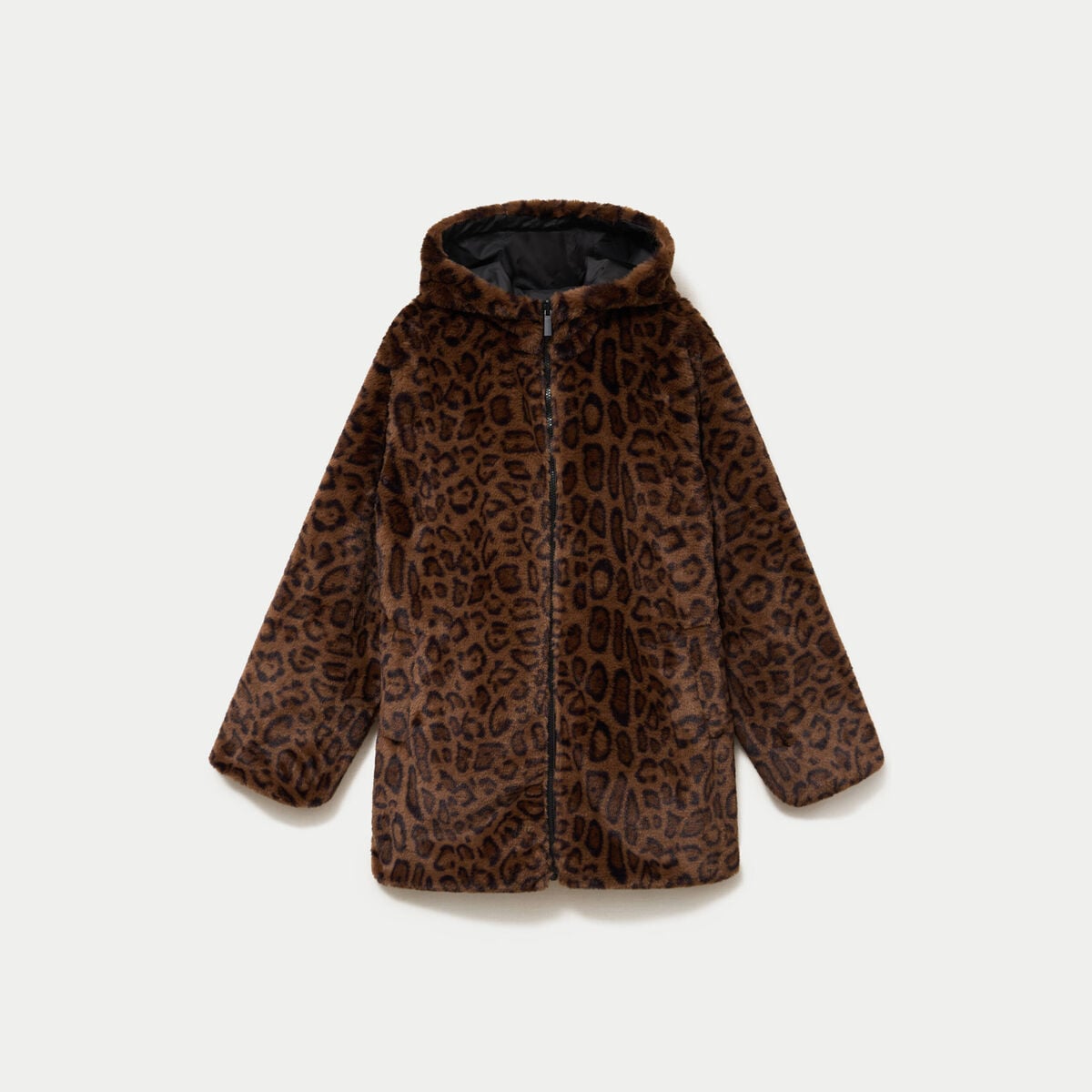 Parka r&eacute;versible 3/4 &agrave; capuche noir femme