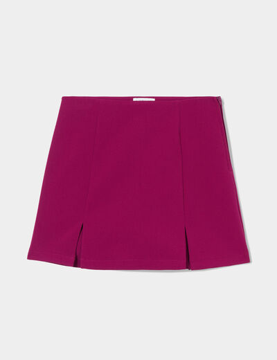Jupe-short droite fentes violet foncé femme