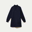 Robe droite col chemise manches longues bleu marine femme