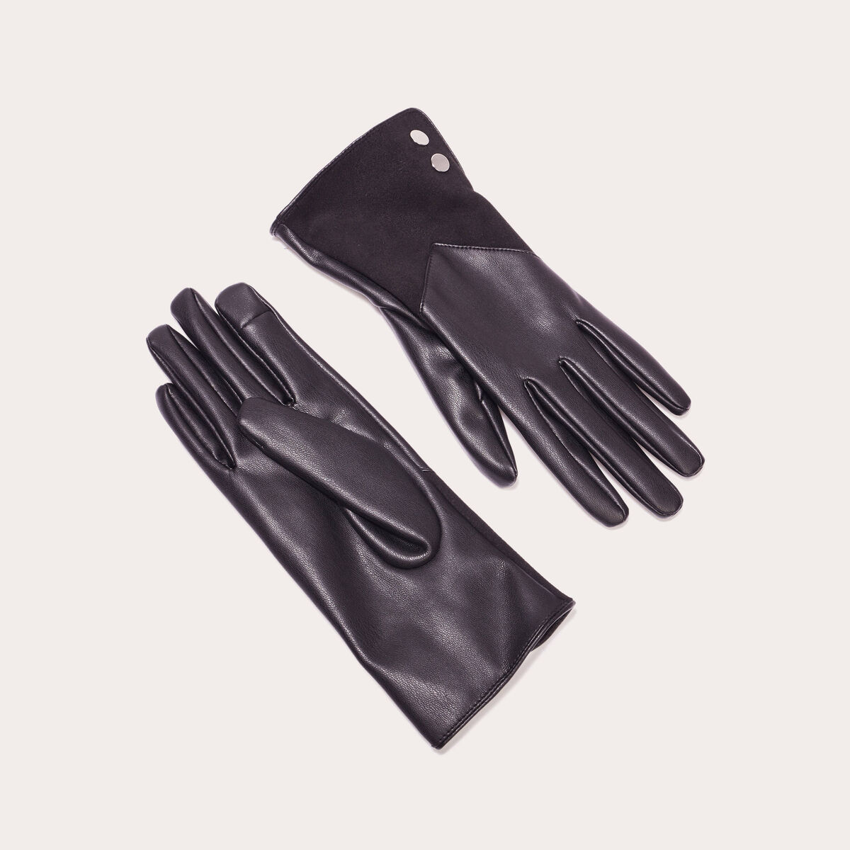 Gants simili cuir noir femme