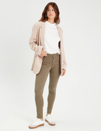 Jeans slim 5 poches vert kaki femme